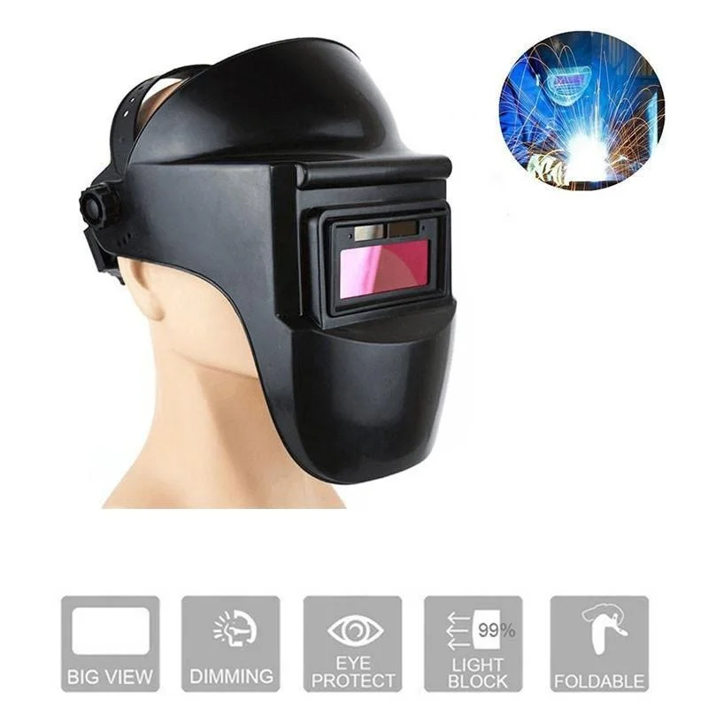 

Protective Mask Welder Mask Solar Auto Darkening Black Anti-Glare Lens Head-Mounted Sparkproof Welding Helmet Anti-UV