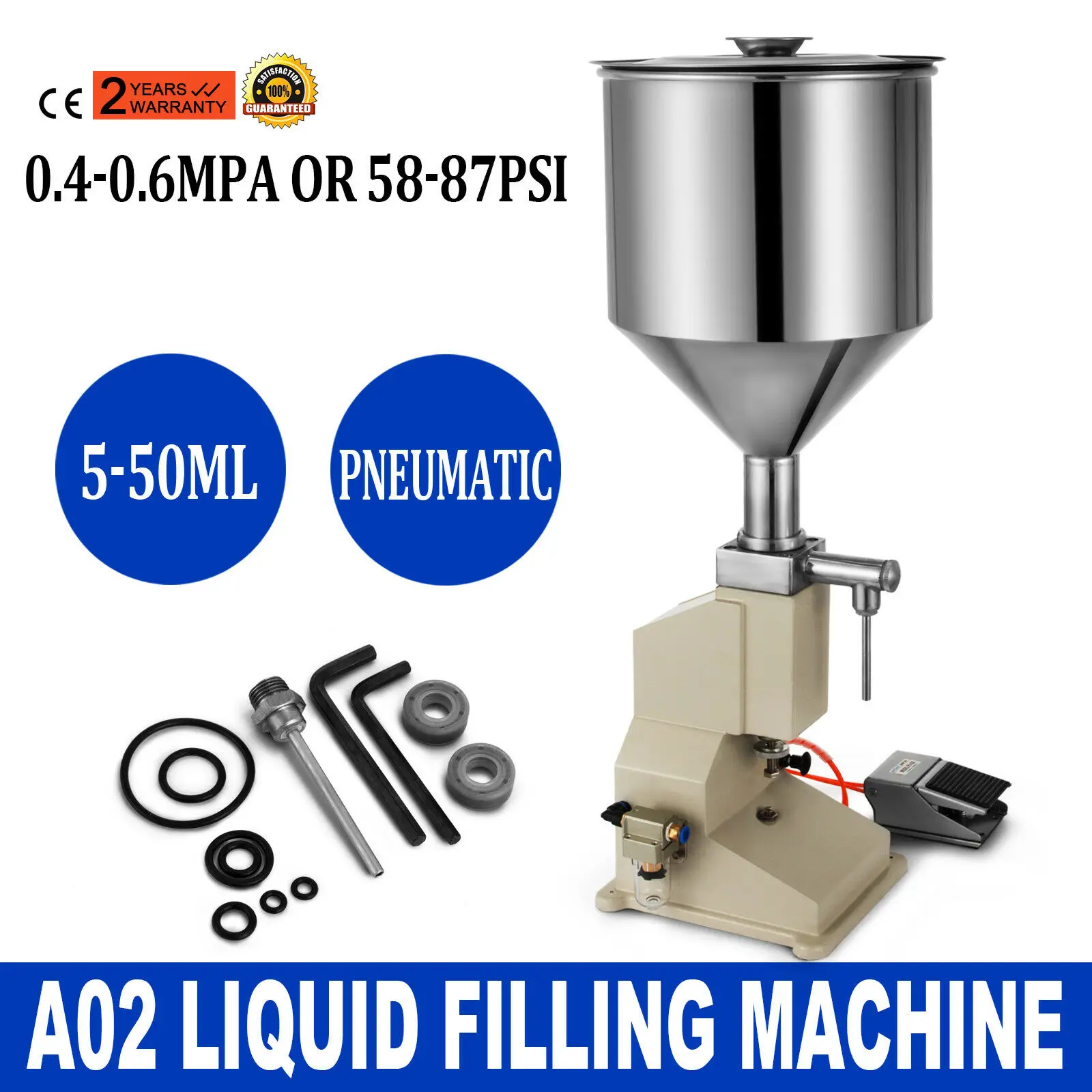 

A02 Pneumatic Liquid Paste Filling Machine 5~50ml Shampoo Equipment Bottling