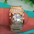 Модные женские часы цвета розового золота инкрустированные большими стразы кольцо на палец с кристаллами цирконием для женщин ювелирные изделия для вечерние размер 6-10