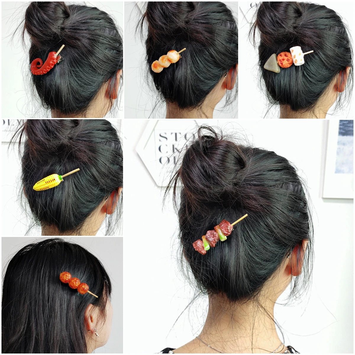 

1Pc PVC Simulation BBQ Barbecue Food Shape Hairpins Girls Creative Side Clip Hair Clips Styling Barrette Women Hair Accessories