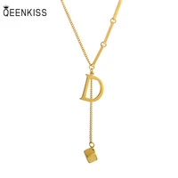qeenkiss nc796 fine jewelry wholesale fashion trendy woman girl birthday wedding gift letter d tassel 18kt gold pendant necklace