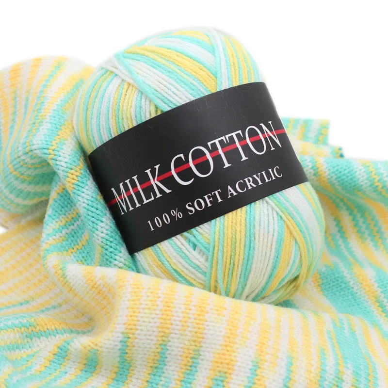 1 шт. = 50 г молочная хлопковая чесаная пряжа мягкая для вязания крючком Детская
