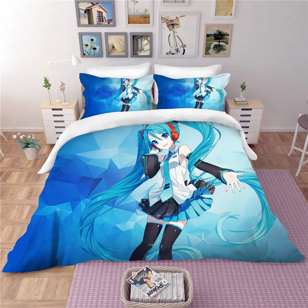 Пододеяльник с наволочкой Комплект постельного белья Hatsune Miku Одноместный