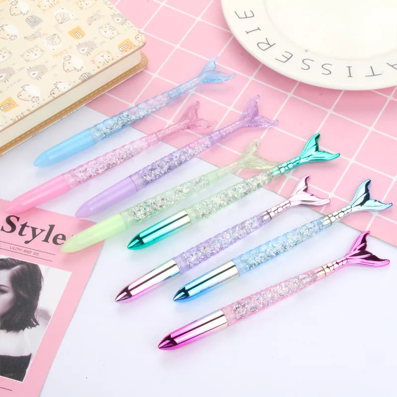 1 Piece Pretty Sweet Mermaid Writing Pen Lovely Girls Colored Quicksand Korea Japanese Stationery School Supply Gel | Канцтовары для