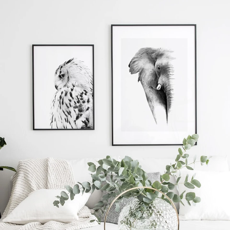 Плакат на холсте в скандинавском стиле Настенная картина черного и белого цветов