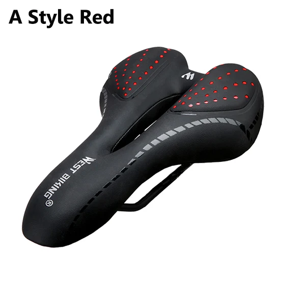 A Style Red WEST BIKING велосипедное седло Удобная подушка MTB Аксессуары для велосипеда дышащее мягкое сиденье противоударное силикагель Полиуретановая подушка - Цвет: A Style Red