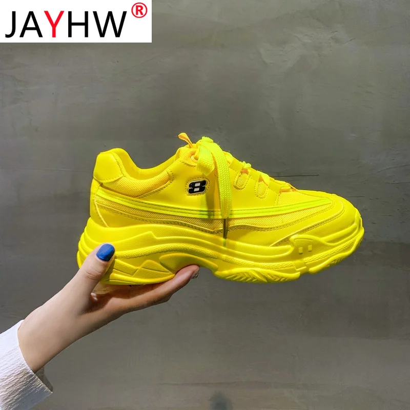 

JAYHW New Designer Sneakers Women Platform Casual Shoes Fashion Sneakers Platform Basket Femme Lace-Up Casual Chunky Shoes