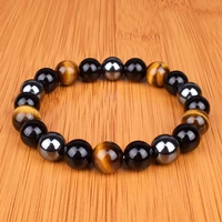 natural tiger eye hematite bracelets men obsidian magnetic health protection balance beads bracelets women reiki healing jewelry