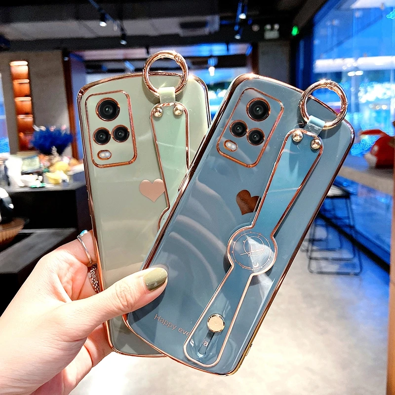 

For VIVO S7 Electroplated Oval Love Heart Shatterproof Screen Protection Mobile Phone Case