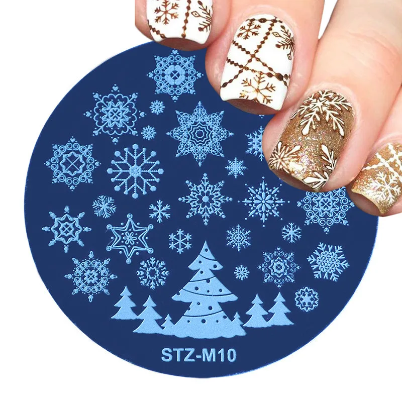 Новогодний узор для ногтей снежное Лось Рождественская елка пластина с