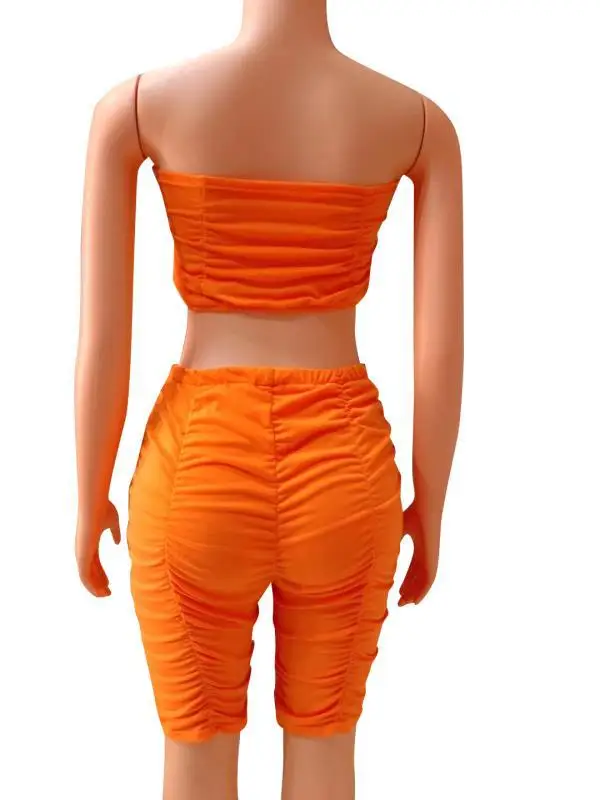 

HAOOHU Women Sport Solid Sexy Stacked two piece set Tracksuit Strapless Crop tops Knee Length jogger Suit Matching Set outfits