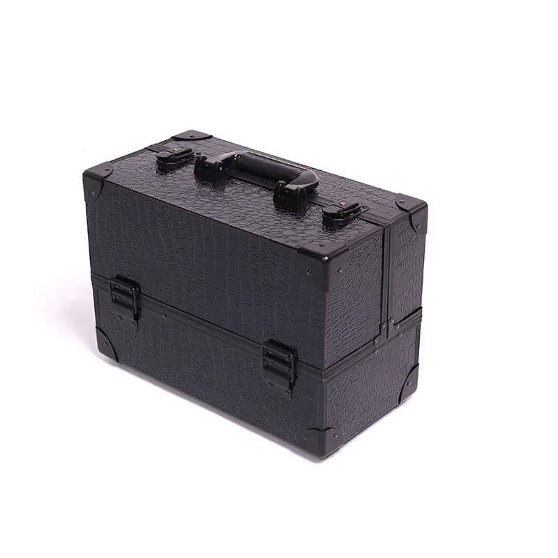 Большой черный Красота Чехол многоэтажных Макияж чемодан-органайзер чехол