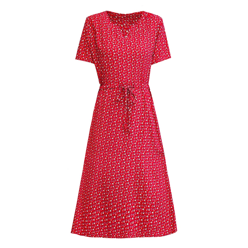 

Plus Size XL-6XL 2020 New Women Summer Long Dress Slim Flowers Print Dress Women High Quality V-Neck Short Sleeve Casual Dress