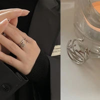 all match fashion silver color irregular multi layer line rings trendy geometry ring for women girl best gift