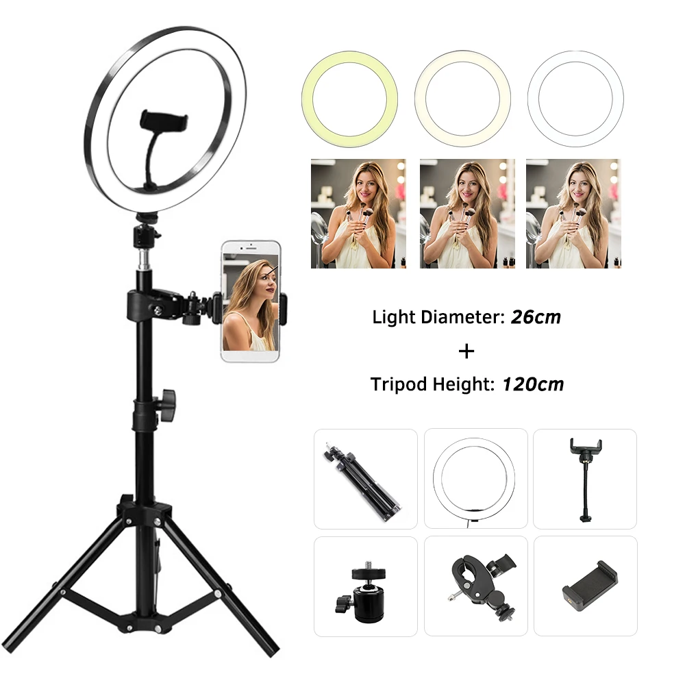 

26cm Fill Light Ring Light Supplementary Light LED Light Folding Fill Light for Photography Live Stream Makeup YouTube Video