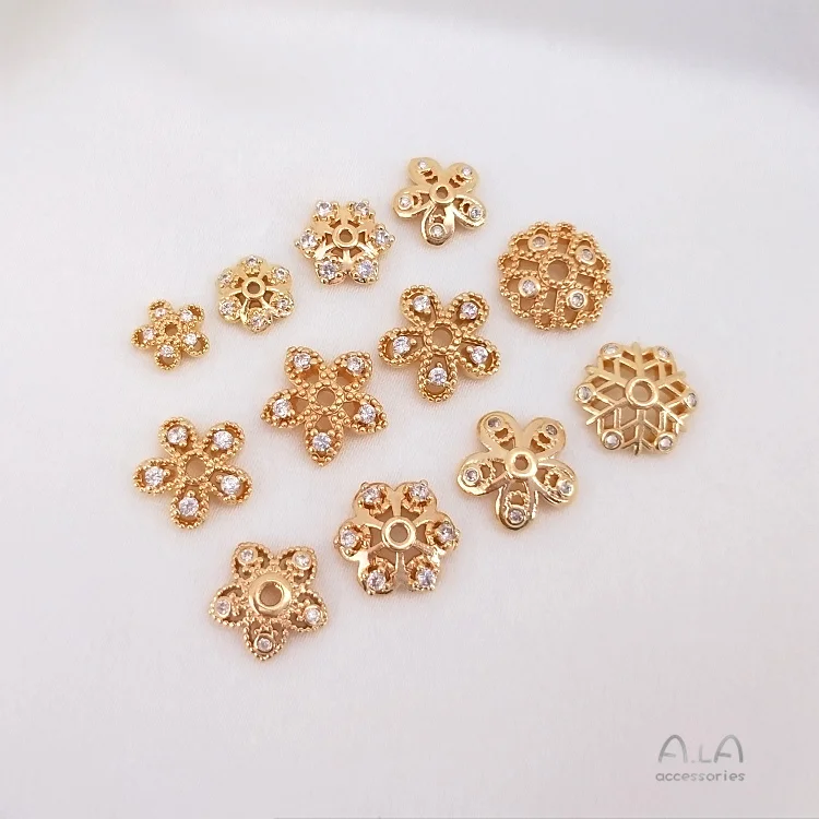 

Customized Color Preserving 14K Gilded Inlaid Zircon Receptacle Sparking Zirconium Snow Receptacle Handmade DIY Bracelet