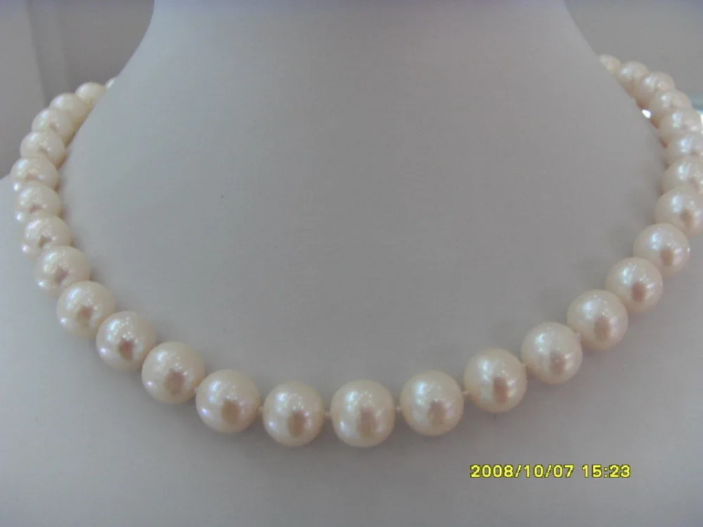 

Удивительная размером 8-9 мм Природный из южных морей белый жемчужное ожерелье 18 дюймов