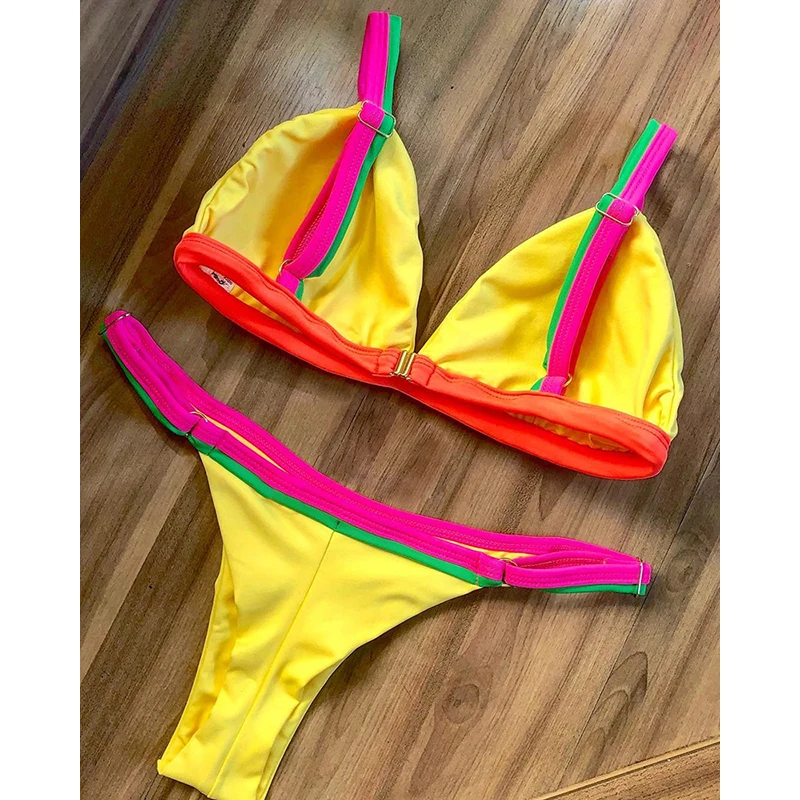 

2021 Sexy Micro Bikini Swimsuit Women Print Halter Swimwear Brazilian Bikini Set Two Piece Beach Wear Bathing Suit Biquini