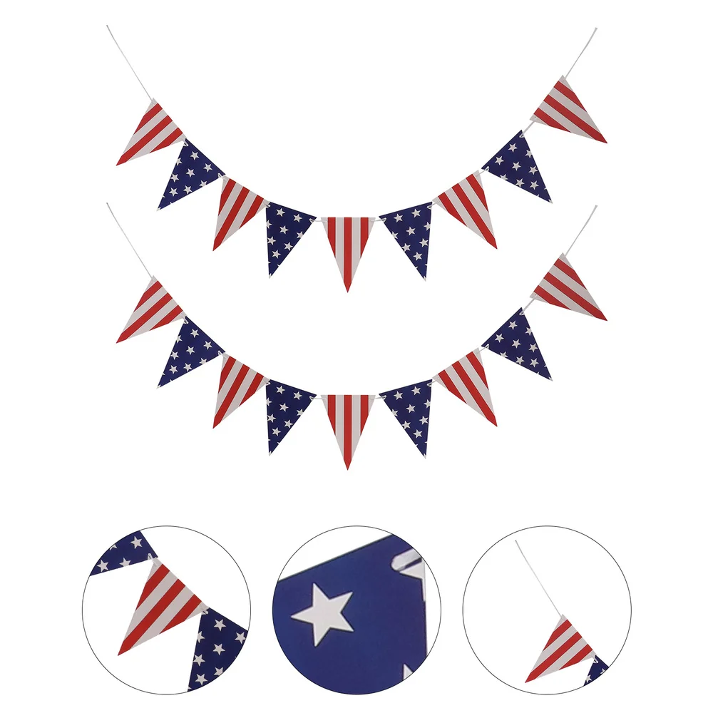 

2Pcs American National Day Banner Delicate Hanging Flag Party Layout Decoration