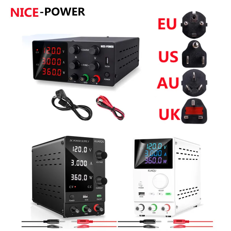 

NICE POWER Tattoo Power Supply DIY Laboratory Adjustable Power Supply Voltage Regulator DC 120V 3A LCD Screen 4 Digital Display