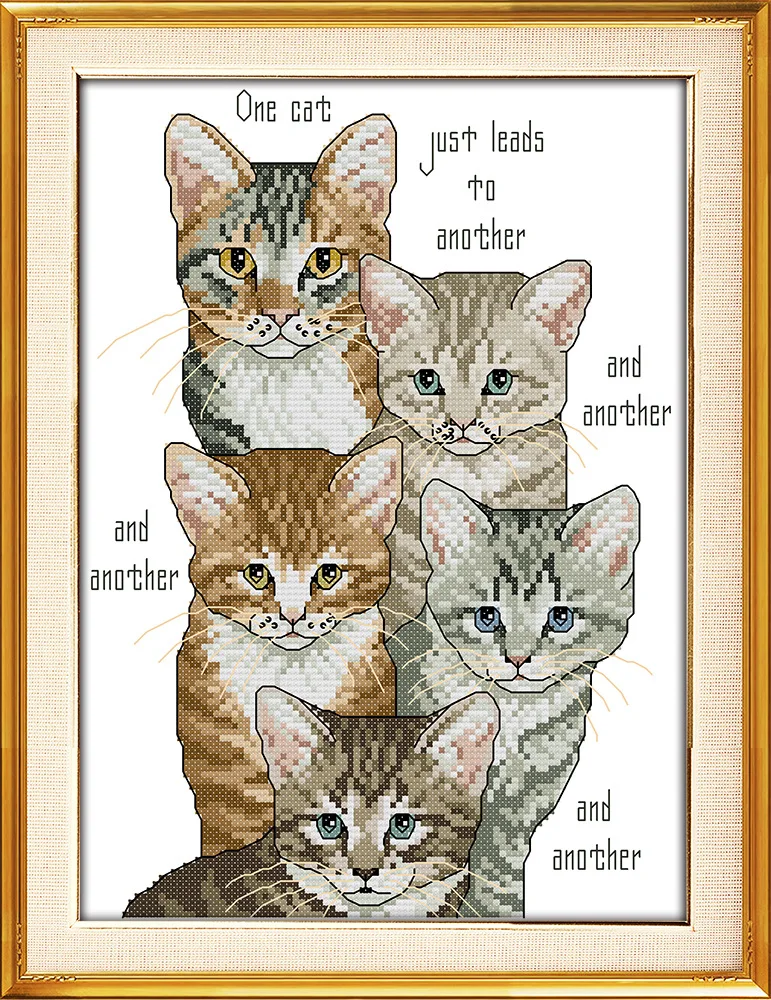 Пять маленьких котят DMC китайские наборы для вышивки крестом вышивания крестиком
