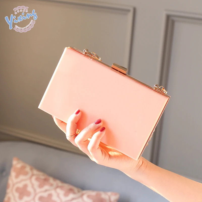 

2020 new women Transparent Acrylic handbag Ladies Square Shoulder Chain Bag for cocktail party girls clutches purses for wedding