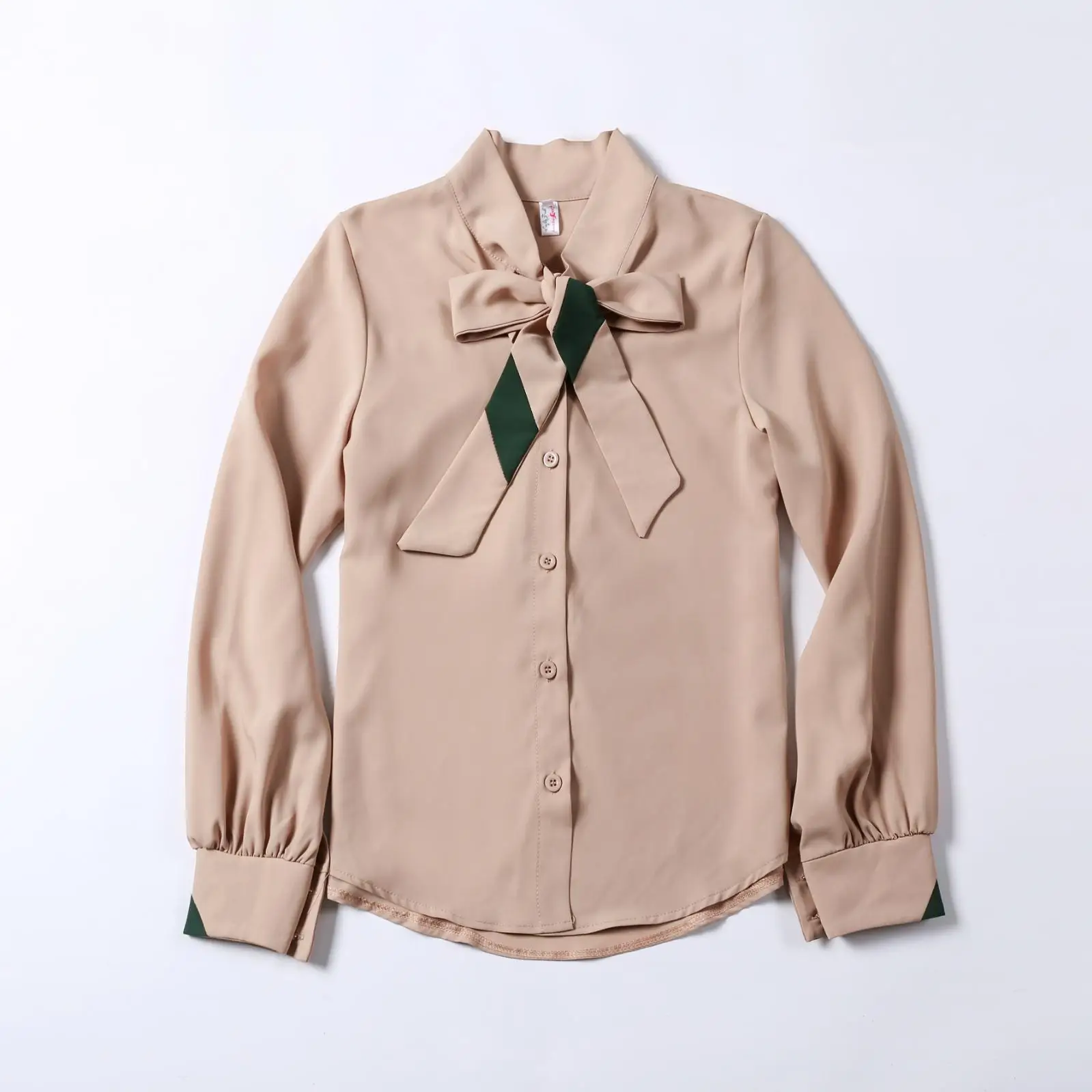 

Elegant Bow Tie Women Shirt Spring Autumn Ladies Solid Long Sleeve Chiffon Shirts Casual Blouses Vintage Tops Blusas