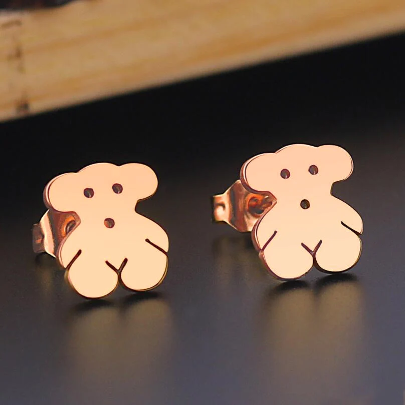 rose earrings Yiustar Грация серьги «Микки Маус» крошечные Микки серьги для женщин девочек детей детские серьги-гвоздики мини мультфильм Ювелирные изделия Подарки - Metal Color: rose earrings