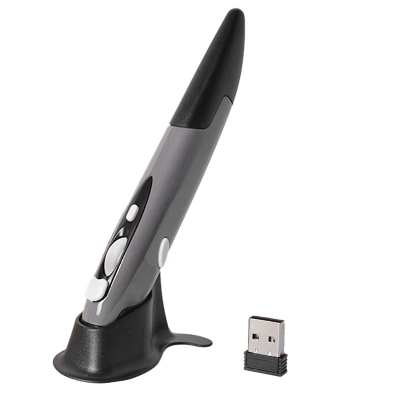 

2.4Ghz Smart Mouse Pen Wireless Mouse Optical Pen Shaped Mouse 4Keys USB Receive Wireless Mouse for Desktop/Laptop,Gray
