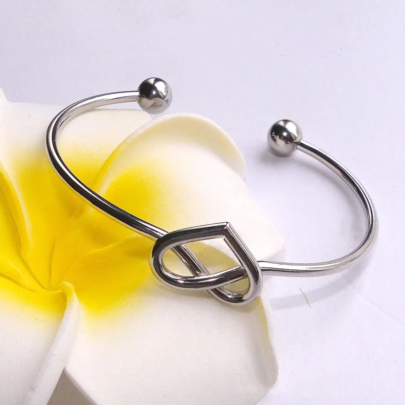 DICAYLUN браслеты с узлом сердечком открытые c-образные Металлические модные манжеты