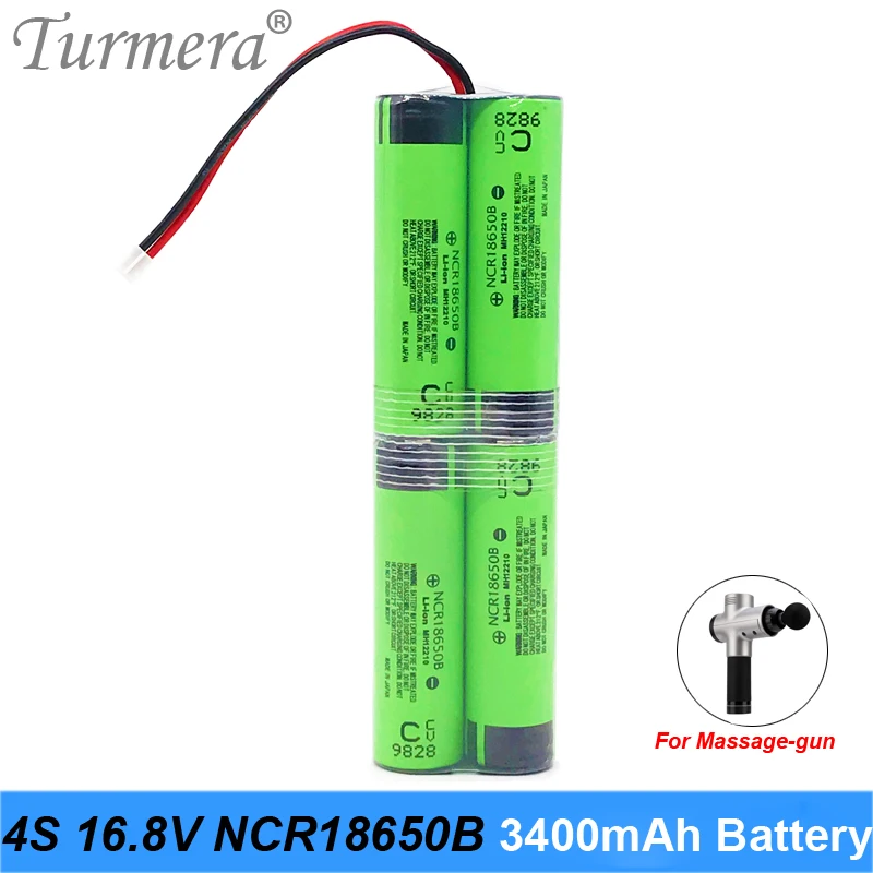 4S 16. 8V 14.4V 3400mAh Reachargeable Lithium Battery Pack NCR18650B 3400mah 20A Battery Cell with BMS for Gun Muscle Massager