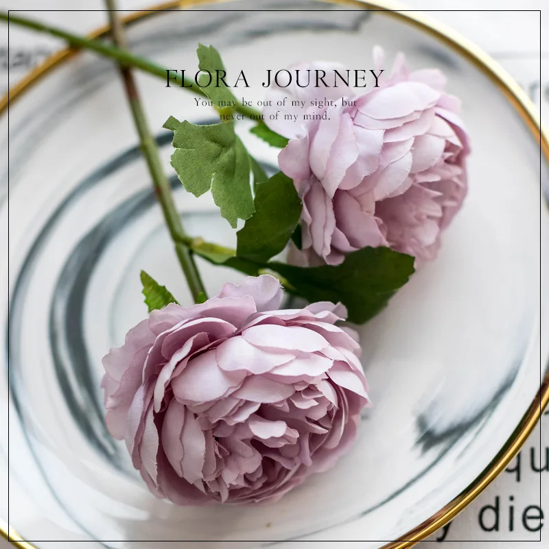 

2 PCS European Style Single Branch Core Wrapped Peony Peony Wedding Handhold Flower Home Decoration Flower Artificial Flower