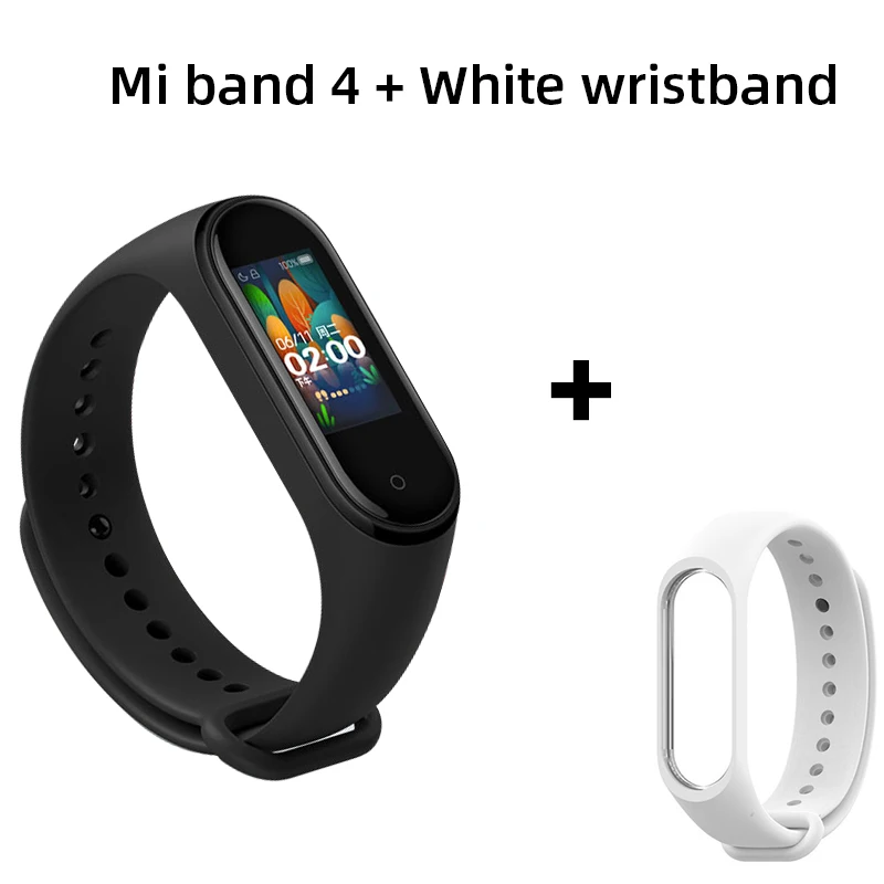 Add White Глобальная версия, Xiaomi Mi, 4 Смарт-часы, пульсометр, фитнес-трекер, браслет, цветной дисплей, смарт-браслет, 135 мАч - Цвет: Add White