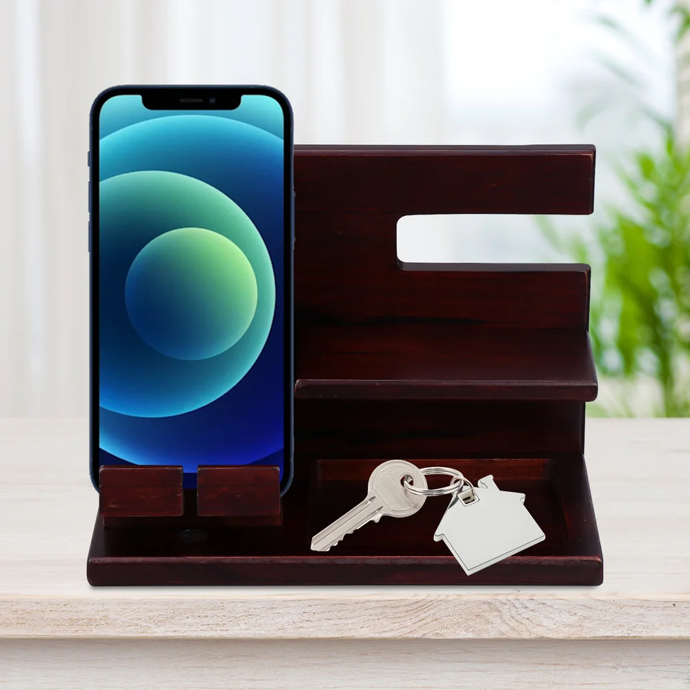 

DIY Wood Phone Docking Station Key Holder Wallet Stand Watch Display Organizer