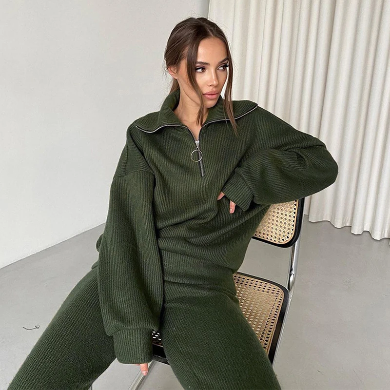 Женский однотонный спортивный костюм Sister Fara трикотажный свитер с воротником