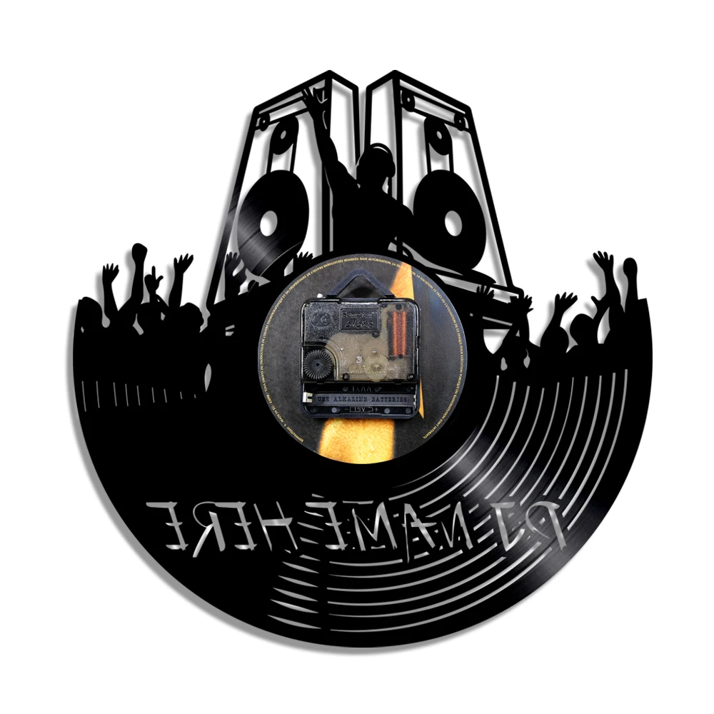 Настенные часы DJ с именем на заказ динамик музыкальная вечеринка виниловая