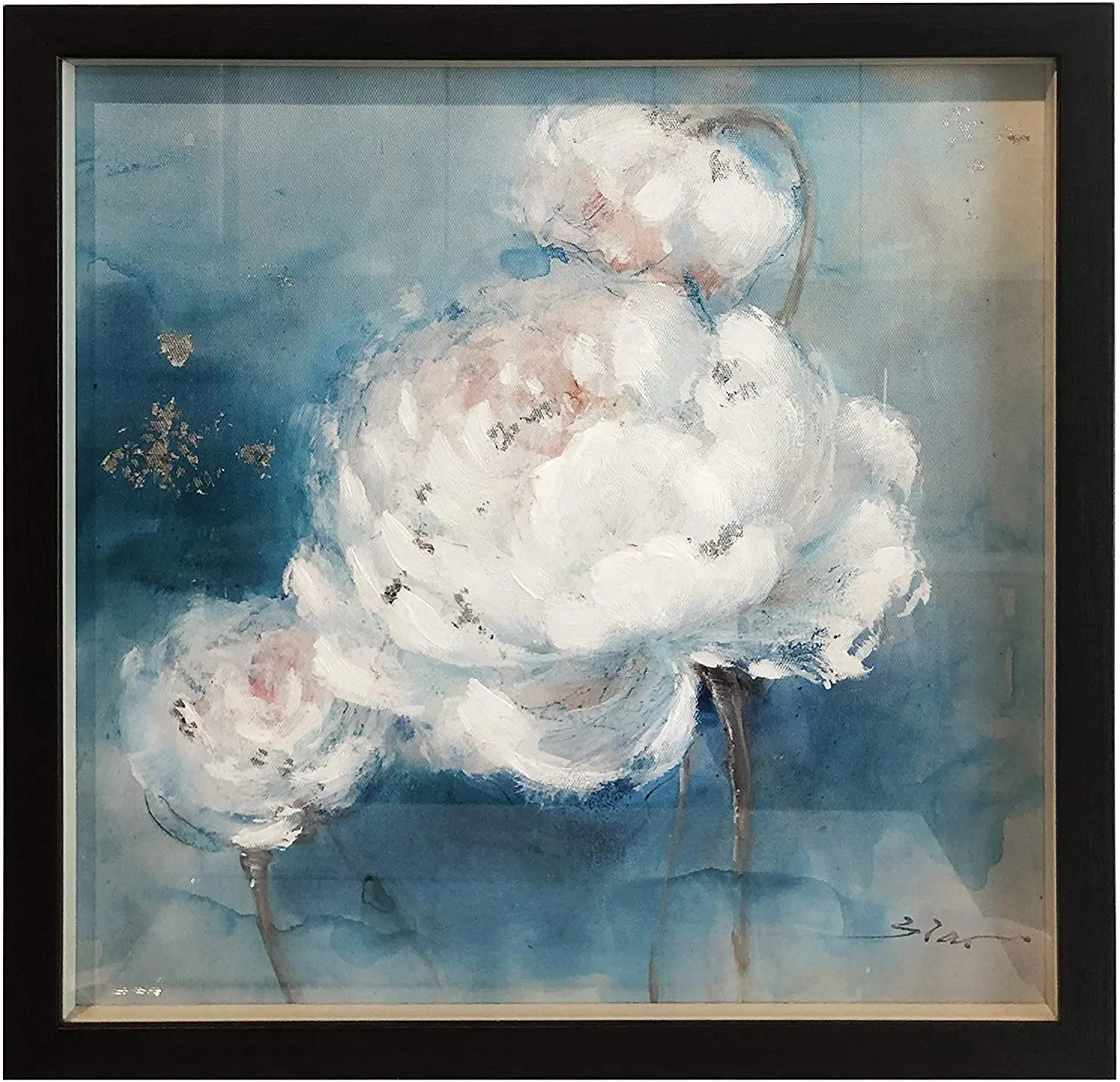 

Белая пиона, цветок, ручная роспись, абстрактная текстурированная картина маслом на холсте, Современный домашний декор, настенное искусств...