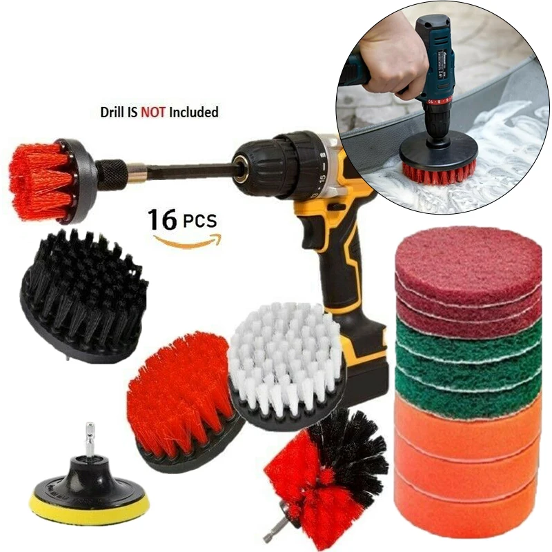 16 шт. сверлильный Набор щеток для чистки скраб щетка мощный комбинированный