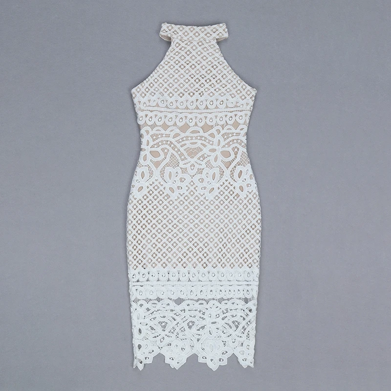 2019 элегантное белое с бежевым платье без рукавов на молнии открытой спиной