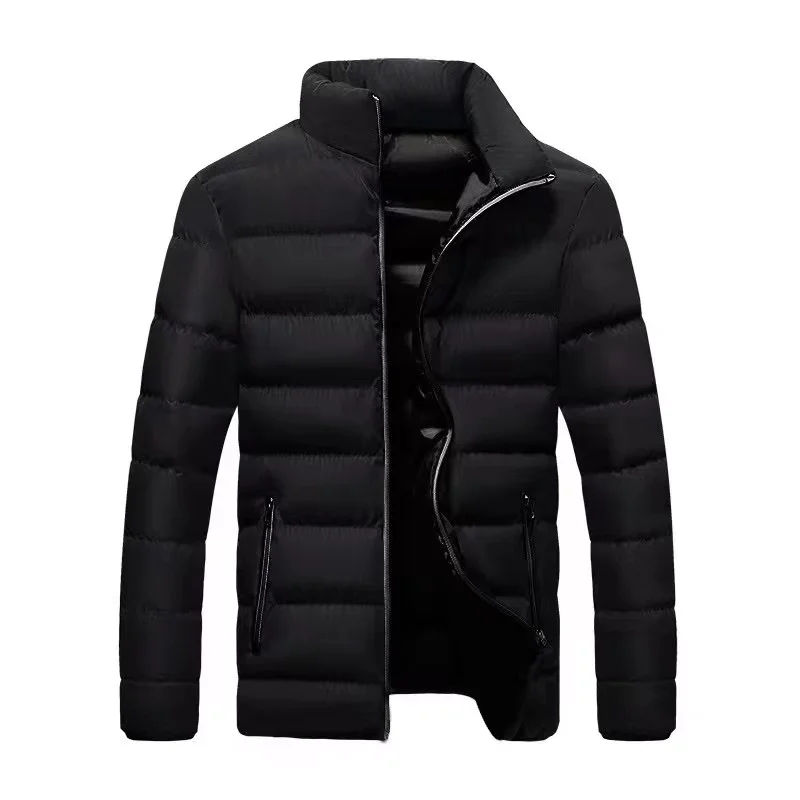 

Men's coat men's and women's stand collar winter jacket, thick warm coat, fashionable street clothes, Harajuku, solid color