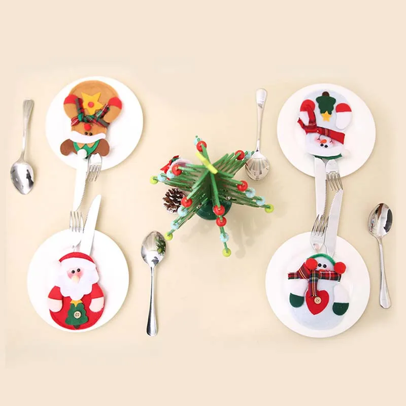 Для волос (4 предмета) Рождество столовые приборы держатель для вилки ножа посуда