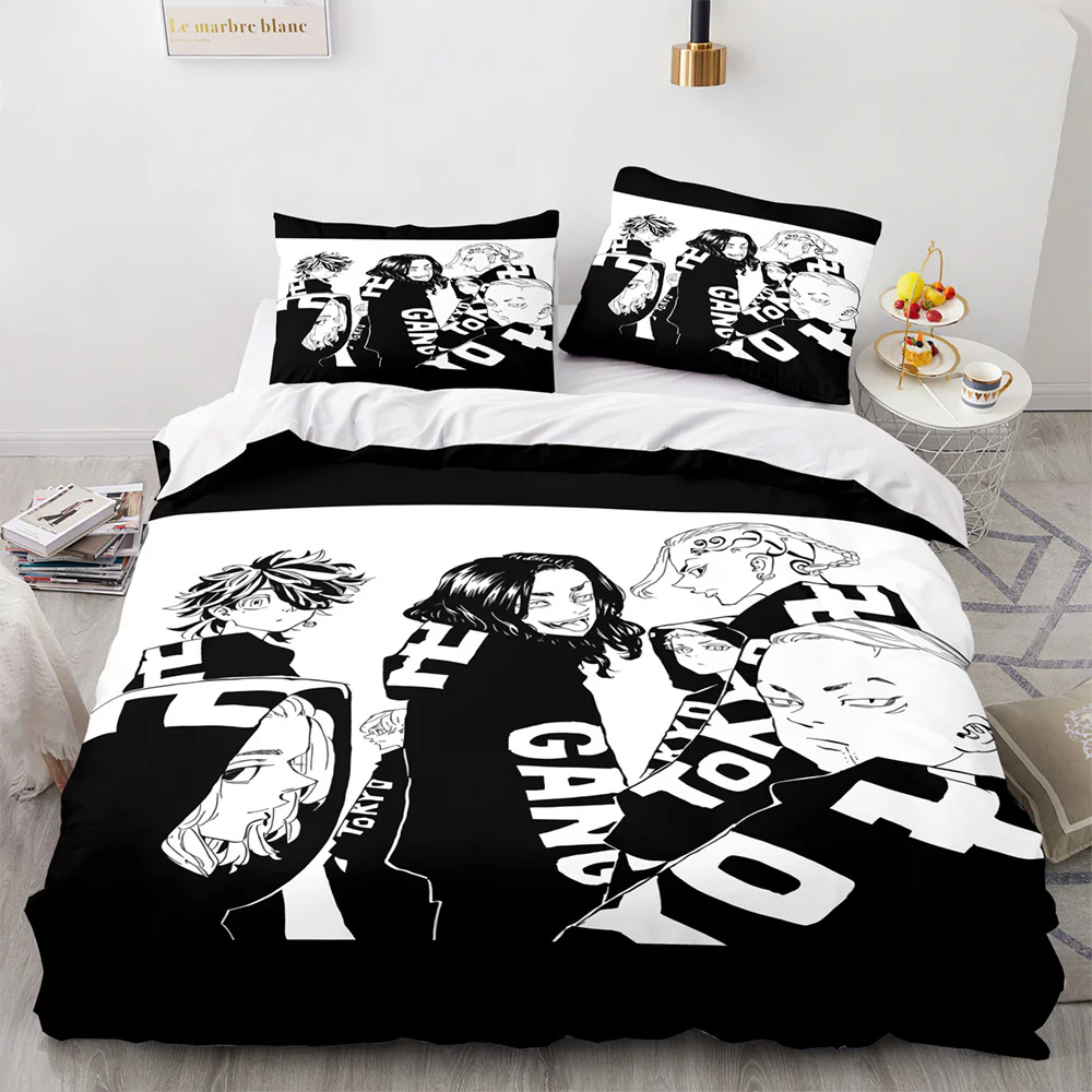 

Tokyo Revengers Bedding Set 3D Anime Printed Single Twin Full Queen King Size For Aldult Kid Bed Linen Home Texitles