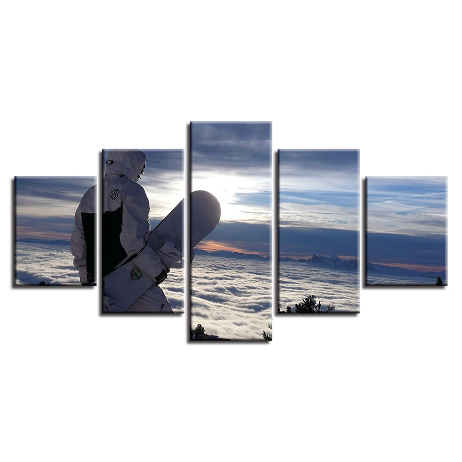 

Poster Modular Canvas Pictures Artworks 5 Pieces Sports Skateboard Landscape Painting Decor Living Room Wall Art HD Prints Frame