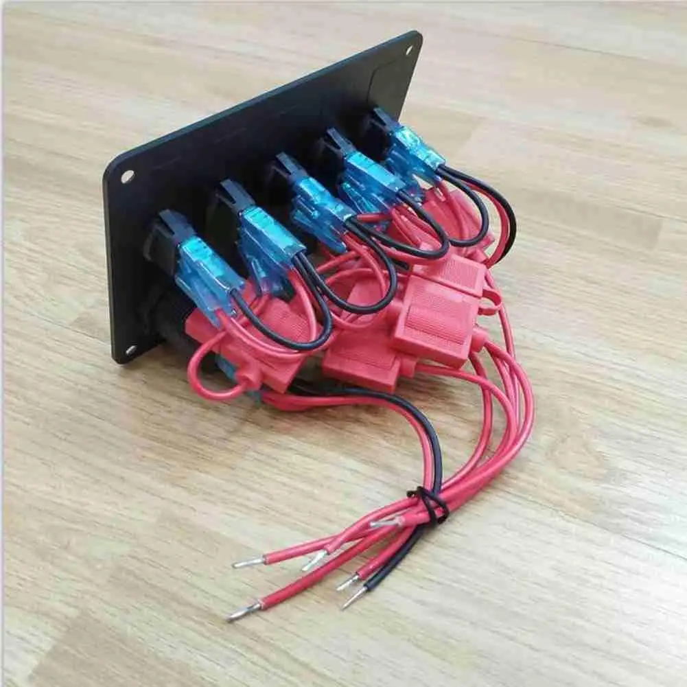 

Rv Yacht Automobile Combination Cat Eye Switch Round Pressure Tools 5-digit Control Charging Panel Dual USB Car Aluminum Ga X8W1