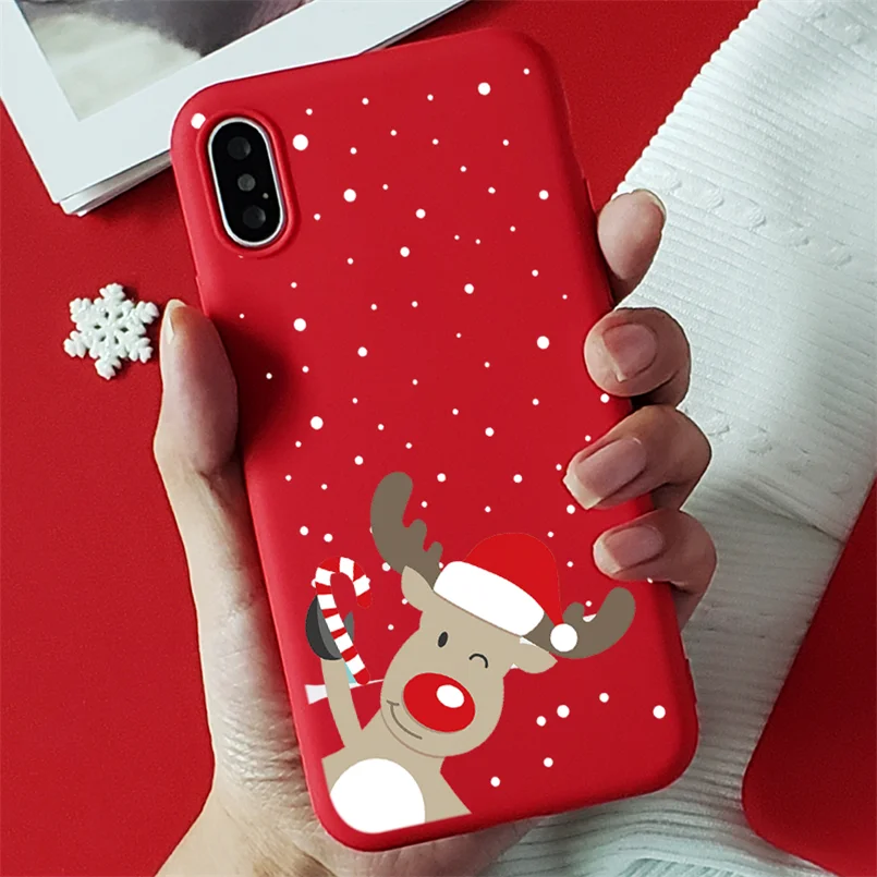Красный матовый Рождественский Мягкий ТПУ чехол s для iPhone 7 8 6 6S Plus 10 11 Pro XS Max X XR XS чехол для iPhone 7 Plus чехол для телефона - Цвет: sd1lu1go