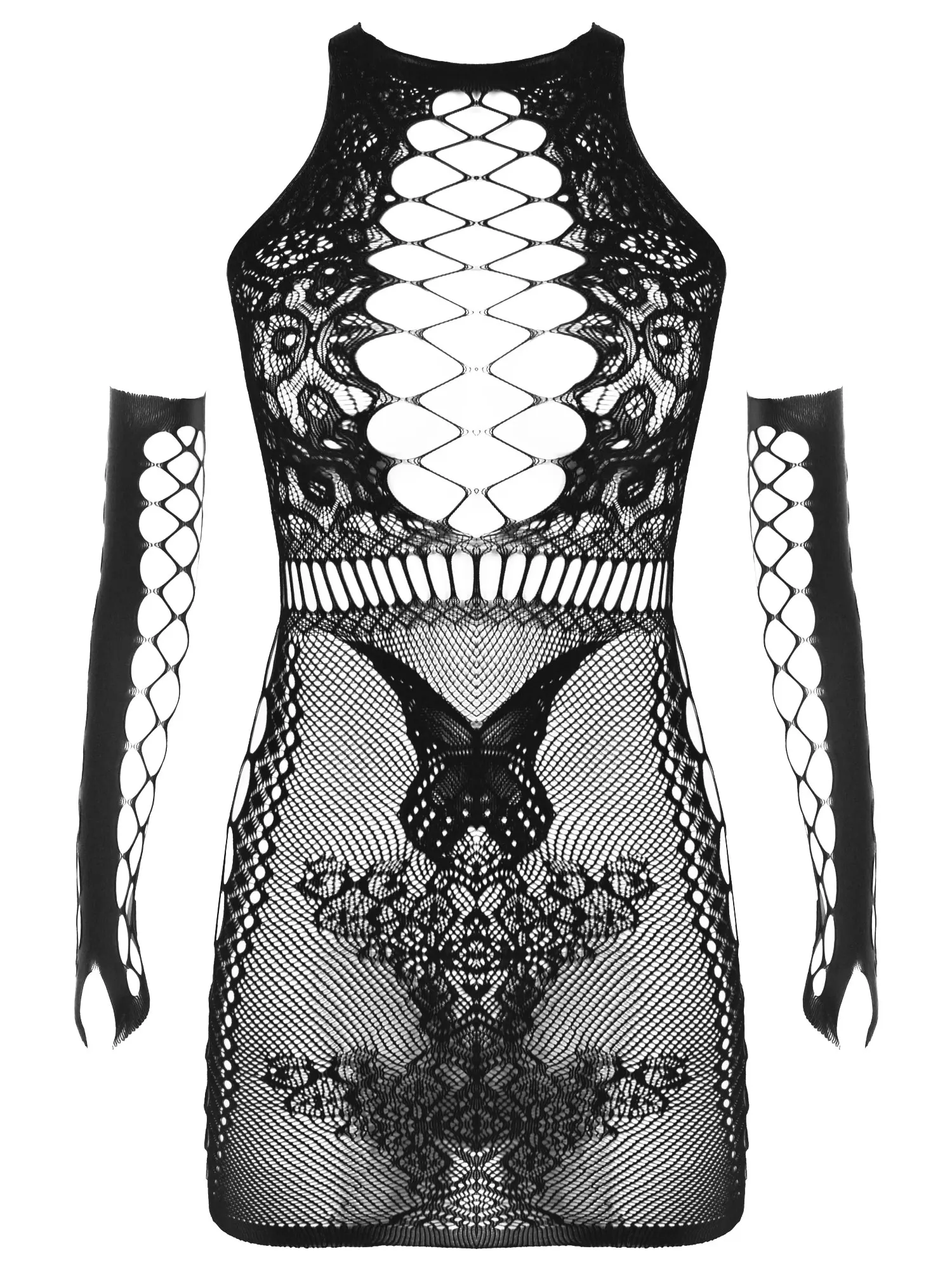 Женское Эротическое ажурное Сетчатое платье с бабочками сексуальное облегающее