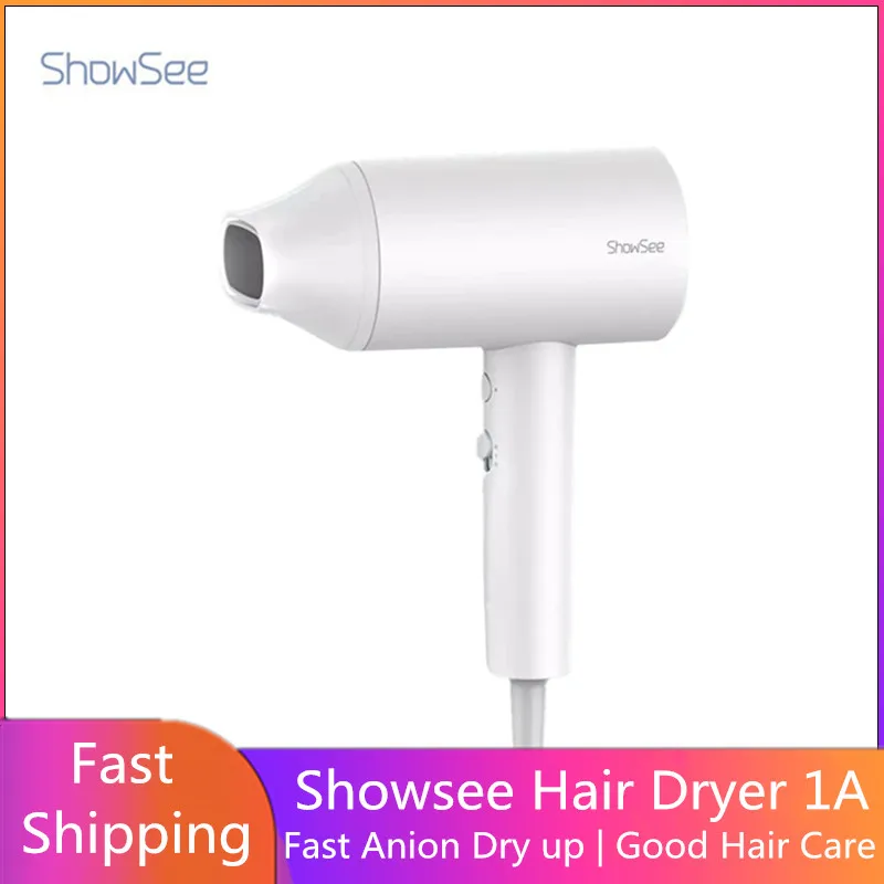 

New Mihome SHOWSEE A1-W Anion Hair Dryer 1800W Portable Hairdryer Diffuser Negative Ion Hair Care Professinal Quick Dry up