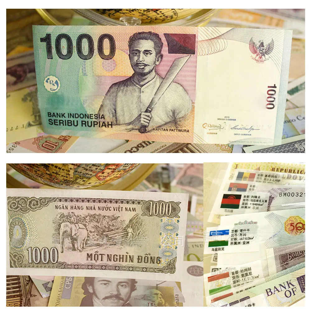 

52 Pcs Notes from 28 Countries UNC-Real Original Banknotes Note With Bag Red Envelope World Note Collection Gifts Banknote Sets
