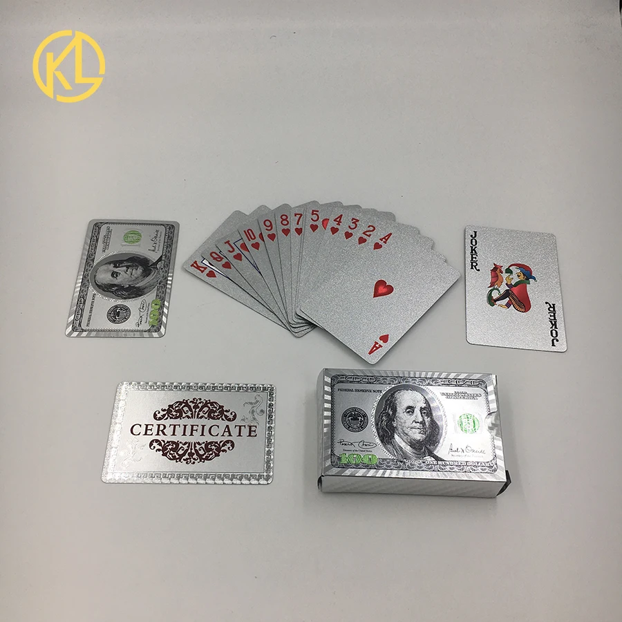 

Cool Waterproof USD100 Dollar Design 24k Gold Poker Playing Cards for Gambling Game Money Enjoyment or wedding gifts