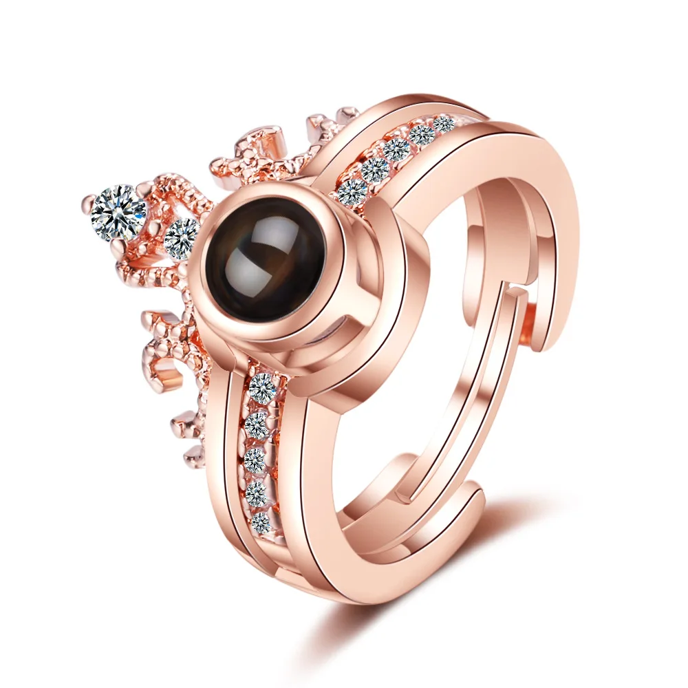 

Wangaiyao crown two-in-one couple ring female open net red vibrato 100 languages I love you projection ring